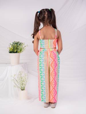 Multicolor printed faux polyester co ord set 4