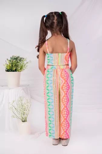 Multicolor printed faux polyester co ord set