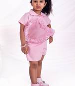 Pink embroidered cotton co ord set