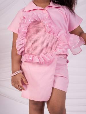 Pink embroidered cotton co ord set 3
