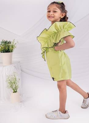 Green plain blended cotton co ord set 3