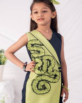 Green and blue embroidered blended cotton jumpsuit 3