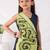 Green and blue embroidered blended cotton jumpsuit