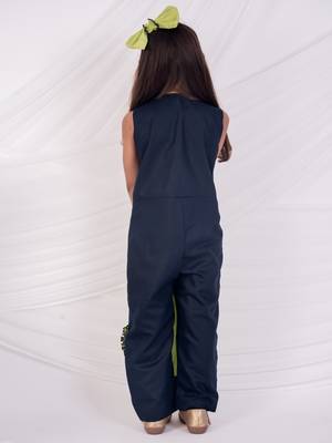 Green and blue embroidered blended cotton jumpsuit 4