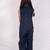 Green and blue embroidered blended cotton jumpsuit