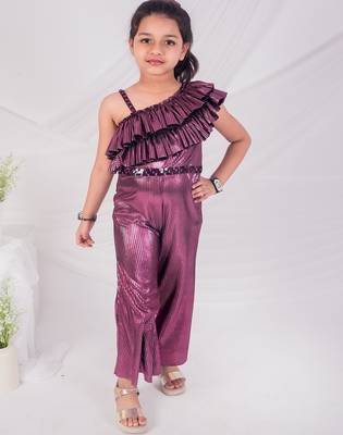 Purple plain net jumpsuit 1