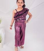 Purple plain net jumpsuit