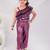 Purple plain net jumpsuit