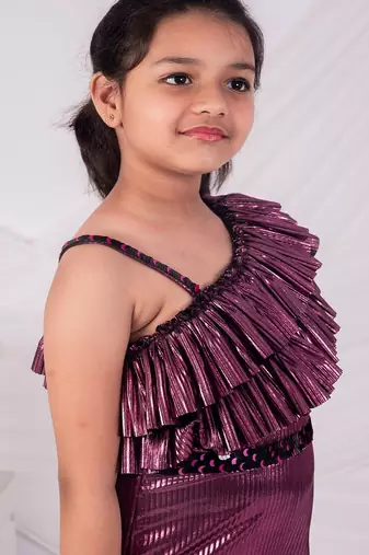 Purple plain net jumpsuit