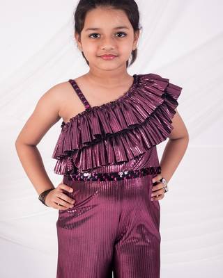 Purple plain net jumpsuit 4