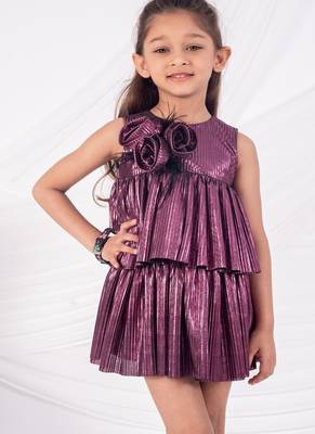 Purple plain net dress 1