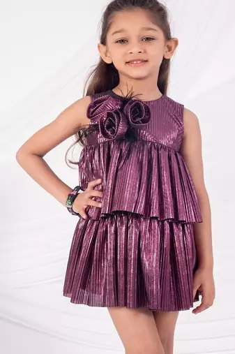 Purple plain net dress