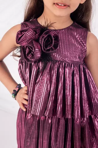 Purple plain net dress