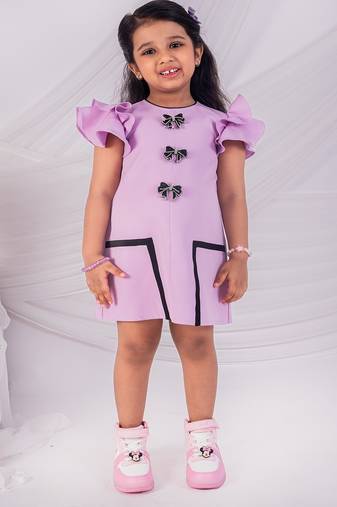 Purple plain crepe dress