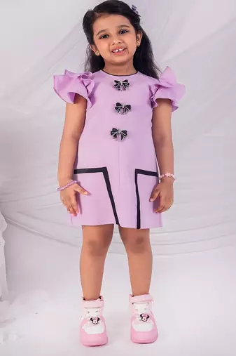 Purple plain crepe dress