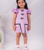 Purple plain crepe dress