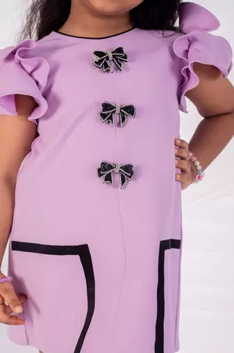 Purple plain crepe dress