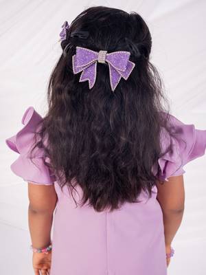 Purple plain crepe dress 3