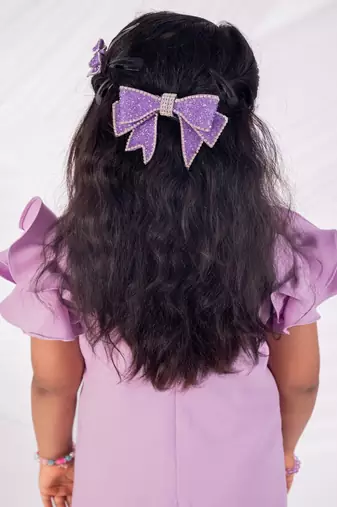 Purple plain crepe dress