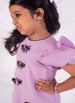 Purple plain crepe dress 4