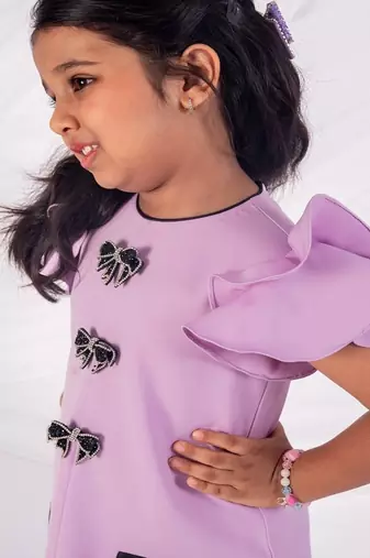 Purple plain crepe dress
