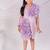Purple embroidered organza dress