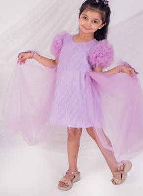 Purple plain net dress 1