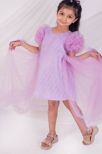 Purple plain net dress