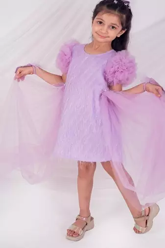 Purple plain net dress