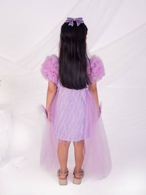 Purple plain net dress 2