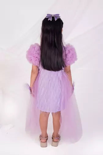 Purple plain net dress