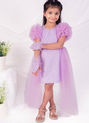 Purple plain net dress 3