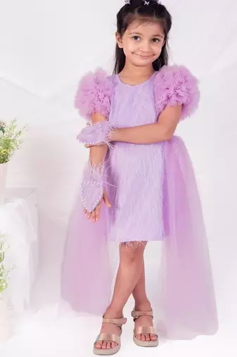 Purple plain net dress