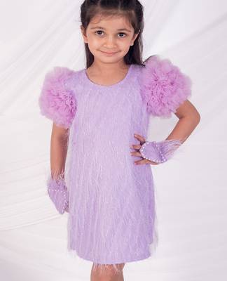 Purple plain net dress 1