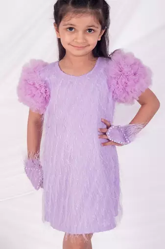 Purple plain net dress