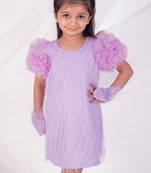 Purple plain net dress