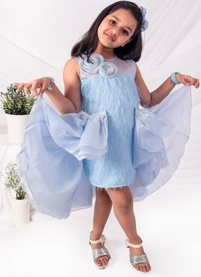 Blue embroidered organza dress 1