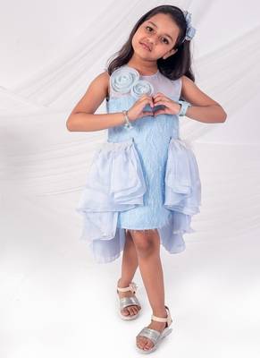 Blue embroidered organza dress 3