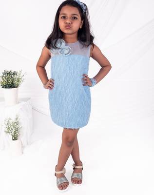 Blue embroidered organza dress 1
