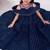 Blue embroidered net girls gown