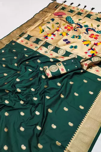 Green Color Maharastrian Paithani Silk Saree