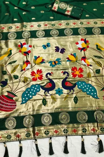 Green Color Maharastrian Paithani Silk Saree