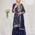 Navy blue silk semi stitched wedding suits