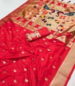 Red Color Maharastrian Paithani Silk Saree