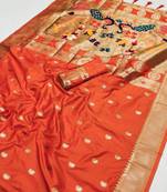 Orange Color Maharastrian Paithani Silk Saree