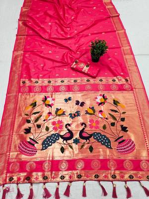 Rani Pink Color Maharastrian Paithani Silk Saree 2
