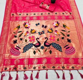 Rani Pink Color Maharastrian Paithani Silk Saree 3
