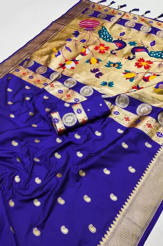 Royal Blue Color Maharastrian Paithani Silk Saree