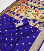 Royal Blue Color Maharastrian Paithani Silk Saree