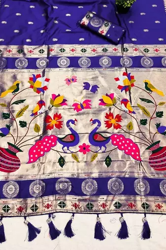 Royal Blue Color Maharastrian Paithani Silk Saree